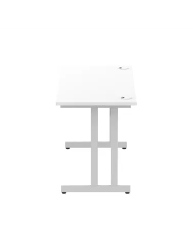 Dynamic Impulse 1400 x 600mm Straight Office Desk White Top Silver Cantilever Leg MI002197