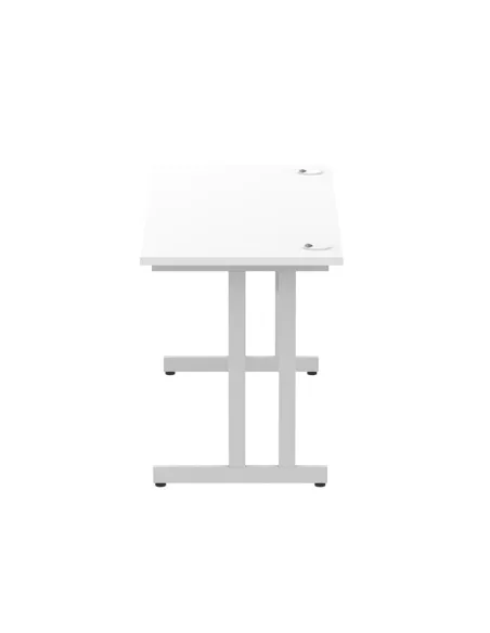 Dynamic Impulse 1400 x 600mm Straight Office Desk White Top Silver Cantilever Leg MI002197