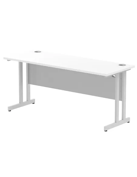 Dynamic Impulse 1600 x 600mm Straight Office Desk White Top Silver Cantilever Leg MI002198