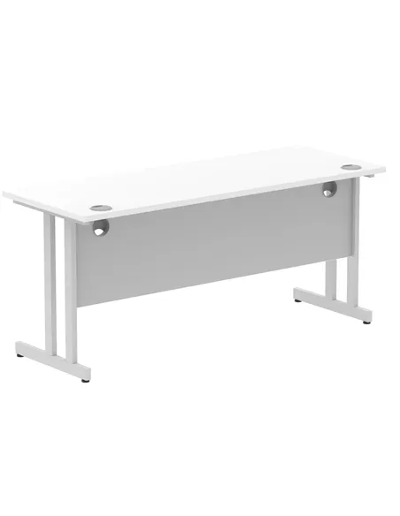 Dynamic Impulse 1600 x 600mm Straight Office Desk White Top Silver Cantilever Leg MI002198