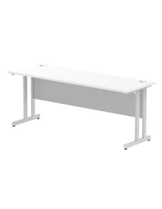 Dynamic Impulse 1800 x 600mm Straight Office Desk White Top Silver Cantilever Leg MI002199