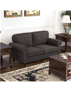 HOMCOM Two-Seater Mid-Century Sofa, with Pocket Springs - Dark Brown 2