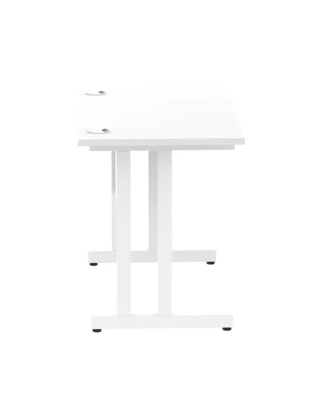 Dynamic Impulse 1000 x 600mm Straight Office Desk White Top White Cantilever Leg MI002200