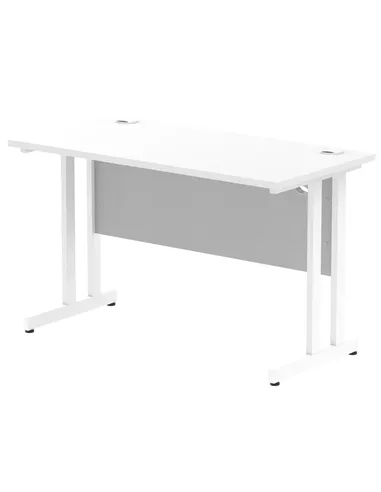 Dynamic Impulse 1200 x 600mm Straight Office Desk White Top White Cantilever Leg MI002201