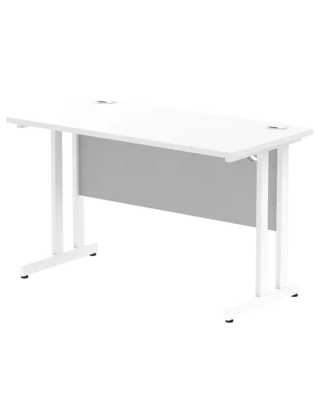 Dynamic Impulse 1200 x 600mm Straight Office Desk White Top White Cantilever Leg MI002201