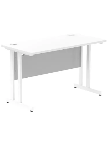 Dynamic Impulse 1200 x 600mm Straight Office Desk White Top White Cantilever Leg MI002201