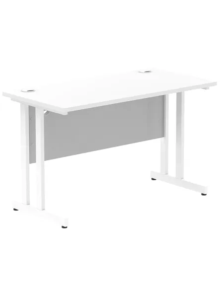 Dynamic Impulse 1200 x 600mm Straight Office Desk White Top White Cantilever Leg MI002201