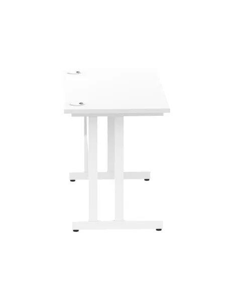 Dynamic Impulse 1200 x 600mm Straight Office Desk White Top White Cantilever Leg MI002201