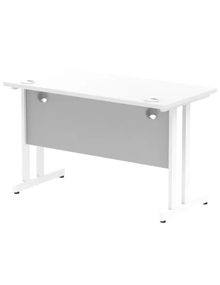 Dynamic Impulse 1200 x 600mm Straight Office Desk White Top White Cantilever Leg MI002201