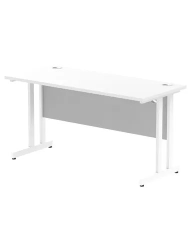 Dynamic Impulse 1400 x 600mm Straight Office Desk White Top White Cantilever Leg MI002202