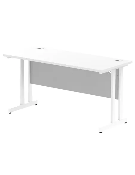 Dynamic Impulse 1400 x 600mm Straight Office Desk White Top White Cantilever Leg MI002202