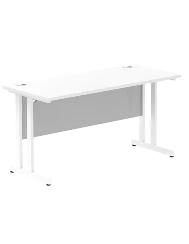 Dynamic Impulse 1400 x 600mm Straight Office Desk White Top White Cantilever Leg MI002202