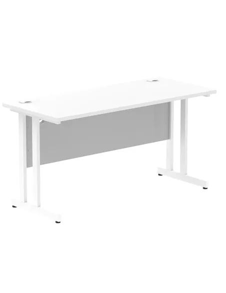 Dynamic Impulse 1400 x 600mm Straight Office Desk White Top White Cantilever Leg MI002202