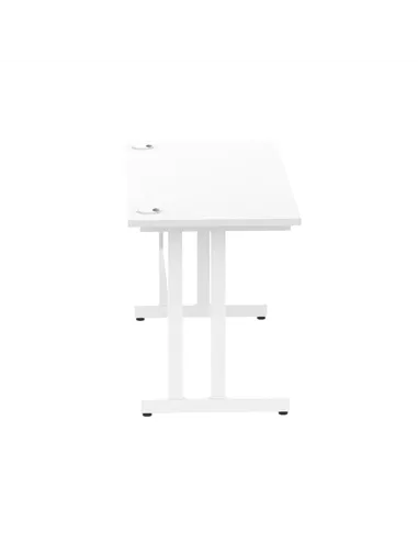 Dynamic Impulse 1400 x 600mm Straight Office Desk White Top White Cantilever Leg MI002202
