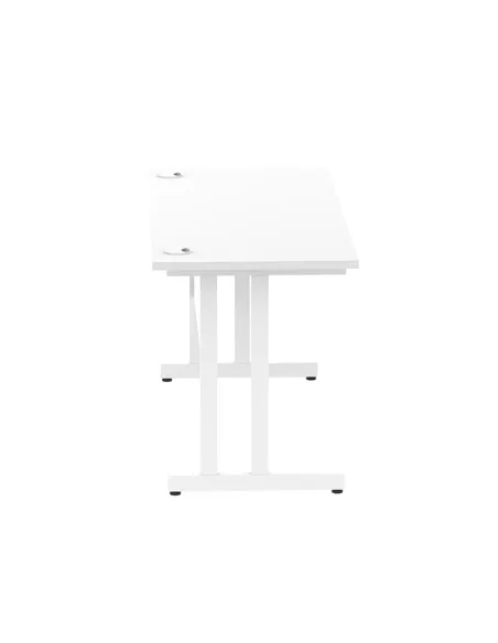 Dynamic Impulse 1400 x 600mm Straight Office Desk White Top White Cantilever Leg MI002202