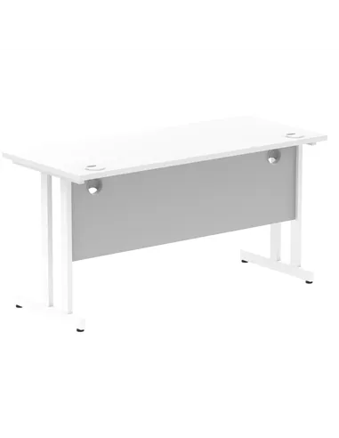 Dynamic Impulse 1400 x 600mm Straight Office Desk White Top White Cantilever Leg MI002202