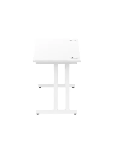 Dynamic Impulse 1400 x 600mm Straight Office Desk White Top White Cantilever Leg MI002202