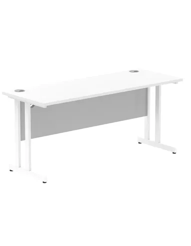 Dynamic Impulse 1600 x 600mm Straight Office Desk White Top White Cantilever Leg MI002203