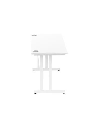 Dynamic Impulse 1600 x 600mm Straight Office Desk White Top White Cantilever Leg MI002203