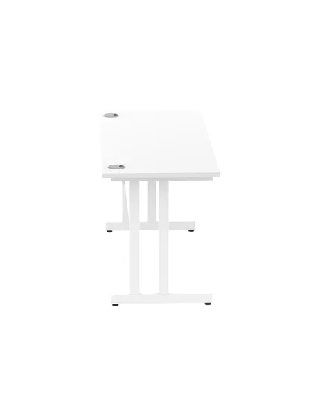 Dynamic Impulse 1600 x 600mm Straight Office Desk White Top White Cantilever Leg MI002203