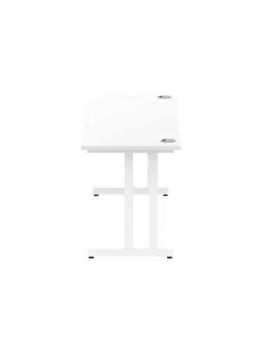 Dynamic Impulse 1600 x 600mm Straight Office Desk White Top White Cantilever Leg MI002203