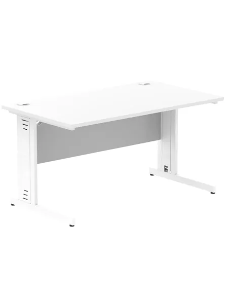 Dynamic Impulse 1400 x 800mm Straight Office Desk White Top White Cable Managed Leg MI002272