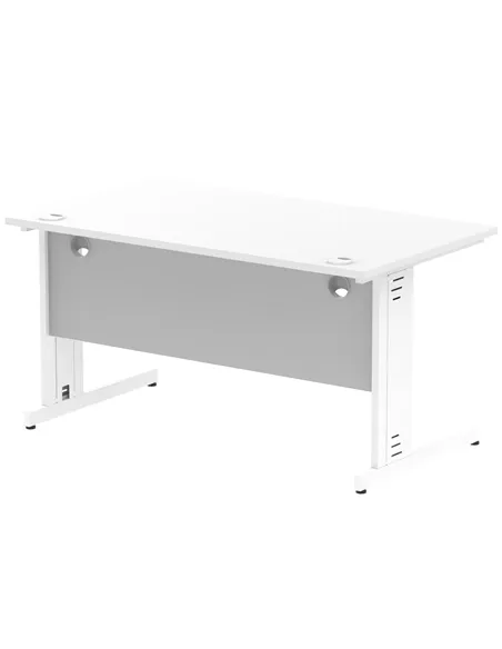 Dynamic Impulse 1400 x 800mm Straight Office Desk White Top White Cable Managed Leg MI002272