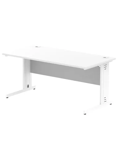 Dynamic Impulse 1600 x 800mm Straight Office Desk White Top White Cable Managed Leg MI002273