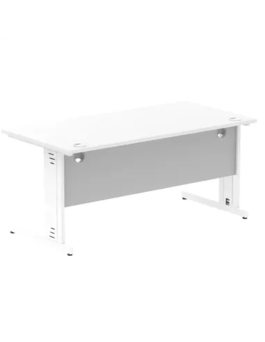 Dynamic Impulse 1600 x 800mm Straight Office Desk White Top White Cable Managed Leg MI002273