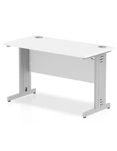 Dynamic Impulse 1200 x 600mm Straight Office Desk White Top Silver Cable Managed Leg MI002276