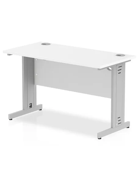 Dynamic Impulse 1200 x 600mm Straight Office Desk White Top Silver Cable Managed Leg MI002276