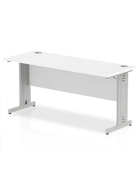 Dynamic Impulse 1600 x 600mm Straight Office Desk White Top Silver Cable Managed Leg MI002278
