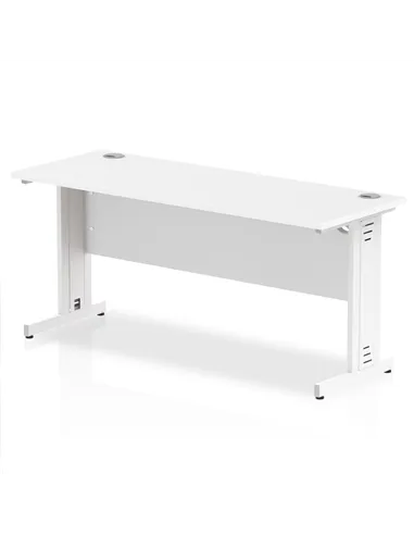 Dynamic Impulse 1600 x 600mm Straight Office Desk White Top White Cable Managed Leg MI002283