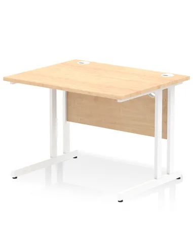 Dynamic Impulse 1000 x 800mm Straight Office Desk Maple Top White Cantilever Leg MI002416