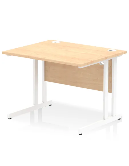 Dynamic Impulse 1000 x 800mm Straight Office Desk Maple Top White Cantilever Leg MI002416