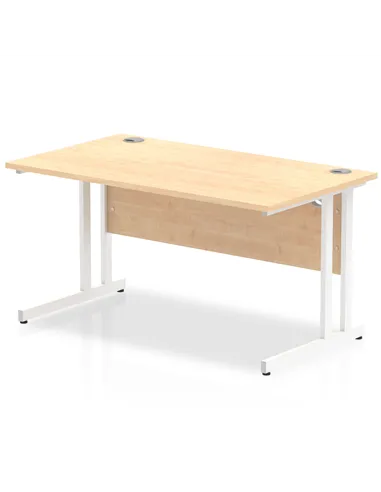 Dynamic Impulse 1400 x 800mm Straight Office Desk Maple Top White Cantilever Leg MI002418