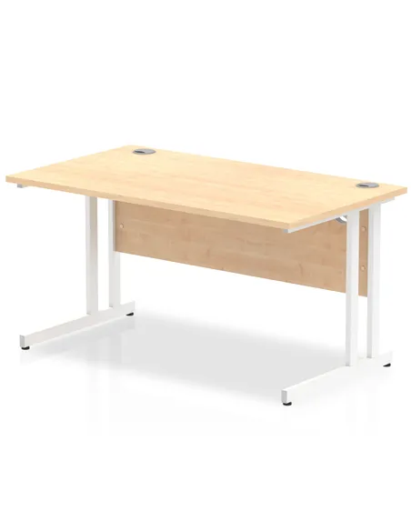 Dynamic Impulse 1400 x 800mm Straight Office Desk Maple Top White Cantilever Leg MI002418