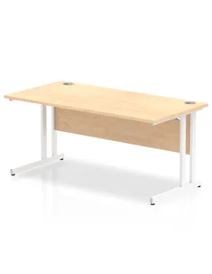 Dynamic Impulse 1600 x 800mm Straight Office Desk Maple Top White Cantilever Leg MI002419