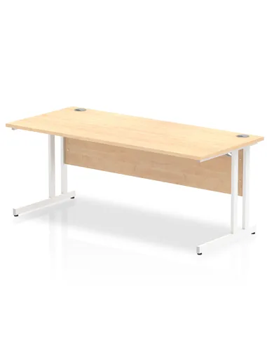 Dynamic Impulse 1800 x 800mm Straight Office Desk Maple Top White Cantilever Leg MI002420