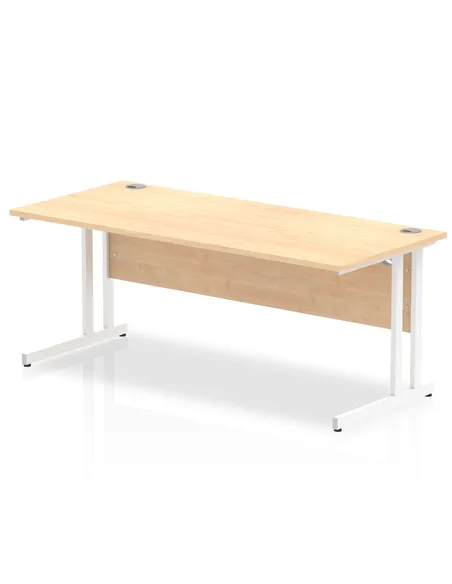Dynamic Impulse 1800 x 800mm Straight Office Desk Maple Top White Cantilever Leg MI002420