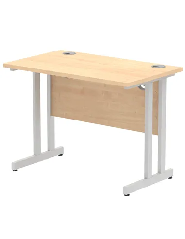 Dynamic Impulse 1000 x 600mm Straight Office Desk Maple Top Silver Cantilever Leg MI002421