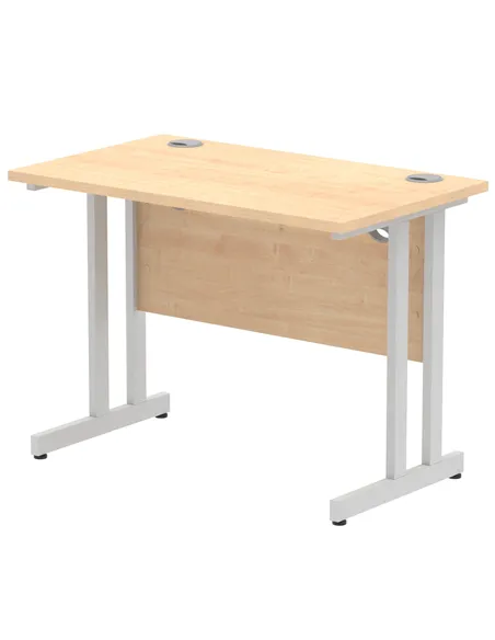 Dynamic Impulse 1000 x 600mm Straight Office Desk Maple Top Silver Cantilever Leg MI002421