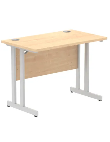 Dynamic Impulse 1000 x 600mm Straight Office Desk Maple Top Silver Cantilever Leg MI002421