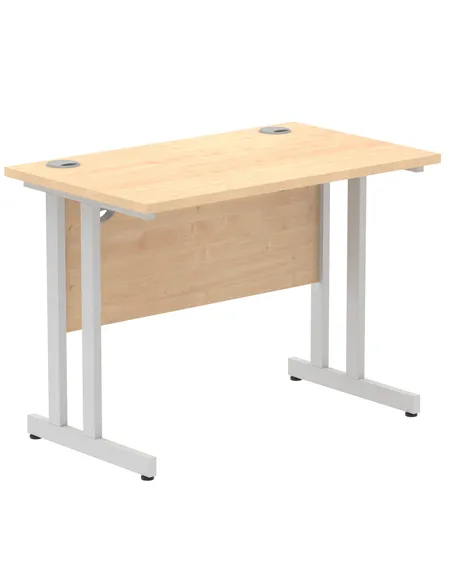 Dynamic Impulse 1000 x 600mm Straight Office Desk Maple Top Silver Cantilever Leg MI002421