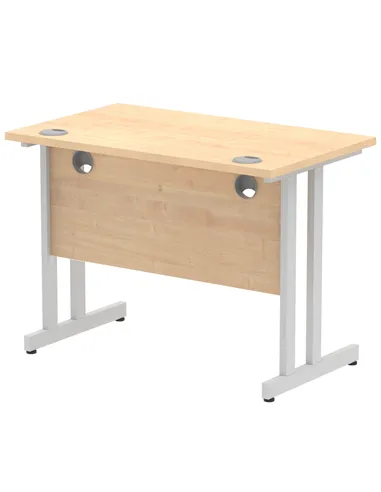 Dynamic Impulse 1000 x 600mm Straight Office Desk Maple Top Silver Cantilever Leg MI002421