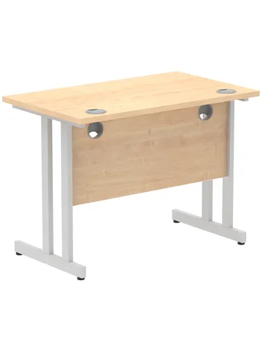 Dynamic Impulse 1000 x 600mm Straight Office Desk Maple Top Silver Cantilever Leg MI002421