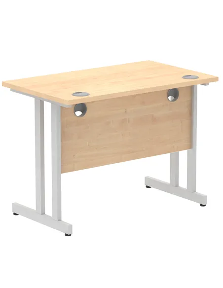 Dynamic Impulse 1000 x 600mm Straight Office Desk Maple Top Silver Cantilever Leg MI002421