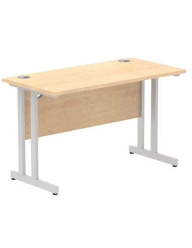 Dynamic Impulse 1200 x 600mm Straight Office Desk Maple Top Silver Cantilever Leg MI002422