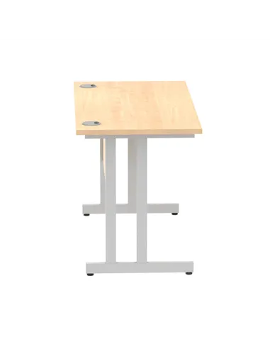 Dynamic Impulse 1200 x 600mm Straight Office Desk Maple Top Silver Cantilever Leg MI002422