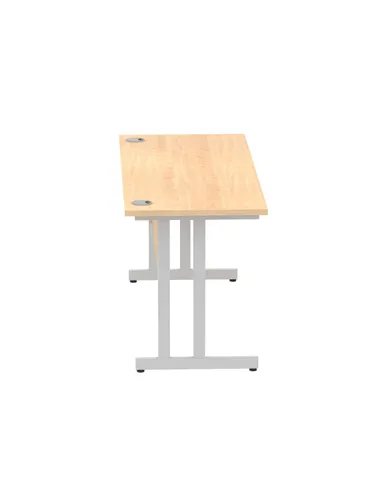 Dynamic Impulse 1600 x 600mm Straight Office Desk Maple Top Silver Cantilever Leg MI002424